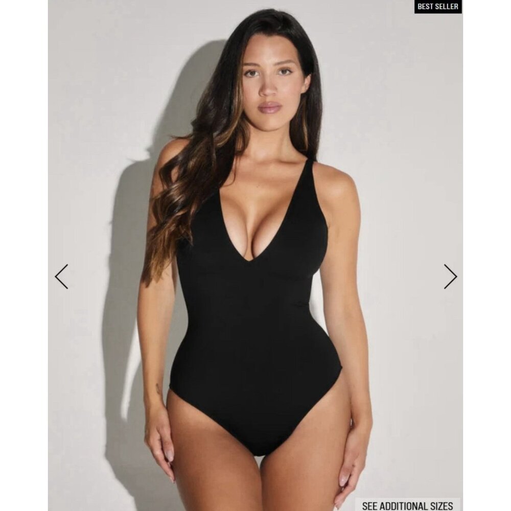 TA3 Swimwear Plungey Black One Piece Regular / Long LARGE BRAND NEW $178 MSRP